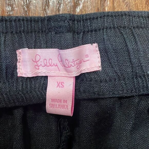 Lilly Pulitzer Taron Linen drawstring pant size xs black - Picture 9 of 13
